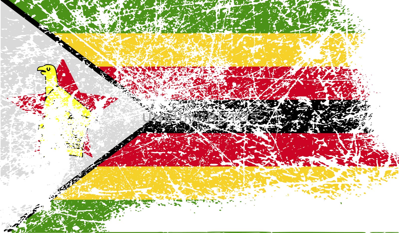 Flag of Zimbabwe with old texture.  illustration