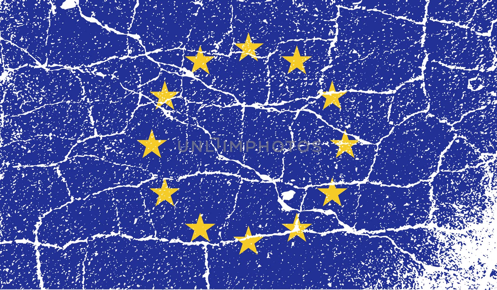 Flag of European Union with old texture.  illustration