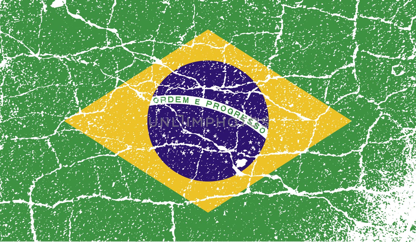 Flag of Brazil with old texture.  illustration