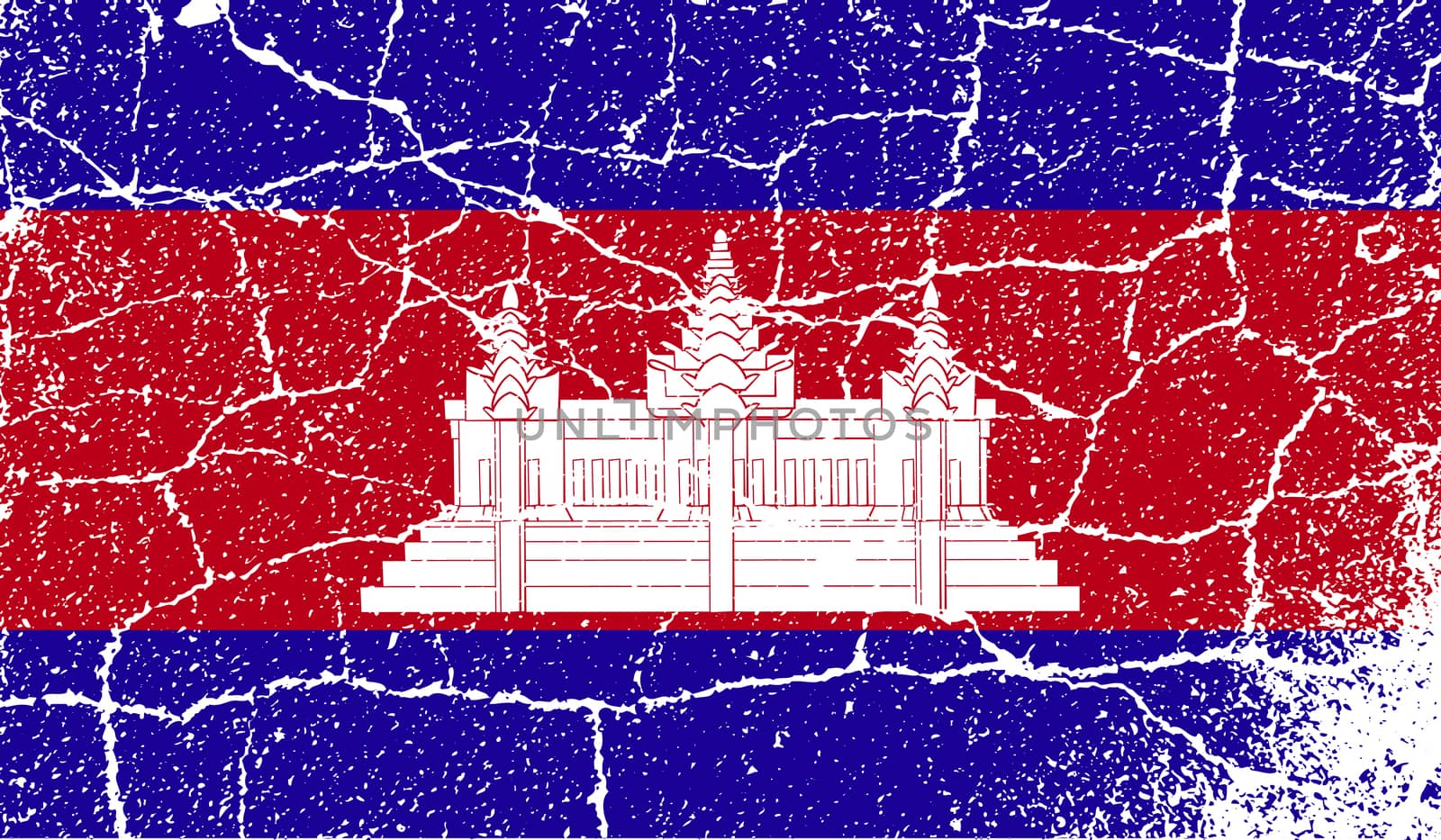 Flag of Cambodia with old texture.  illustration