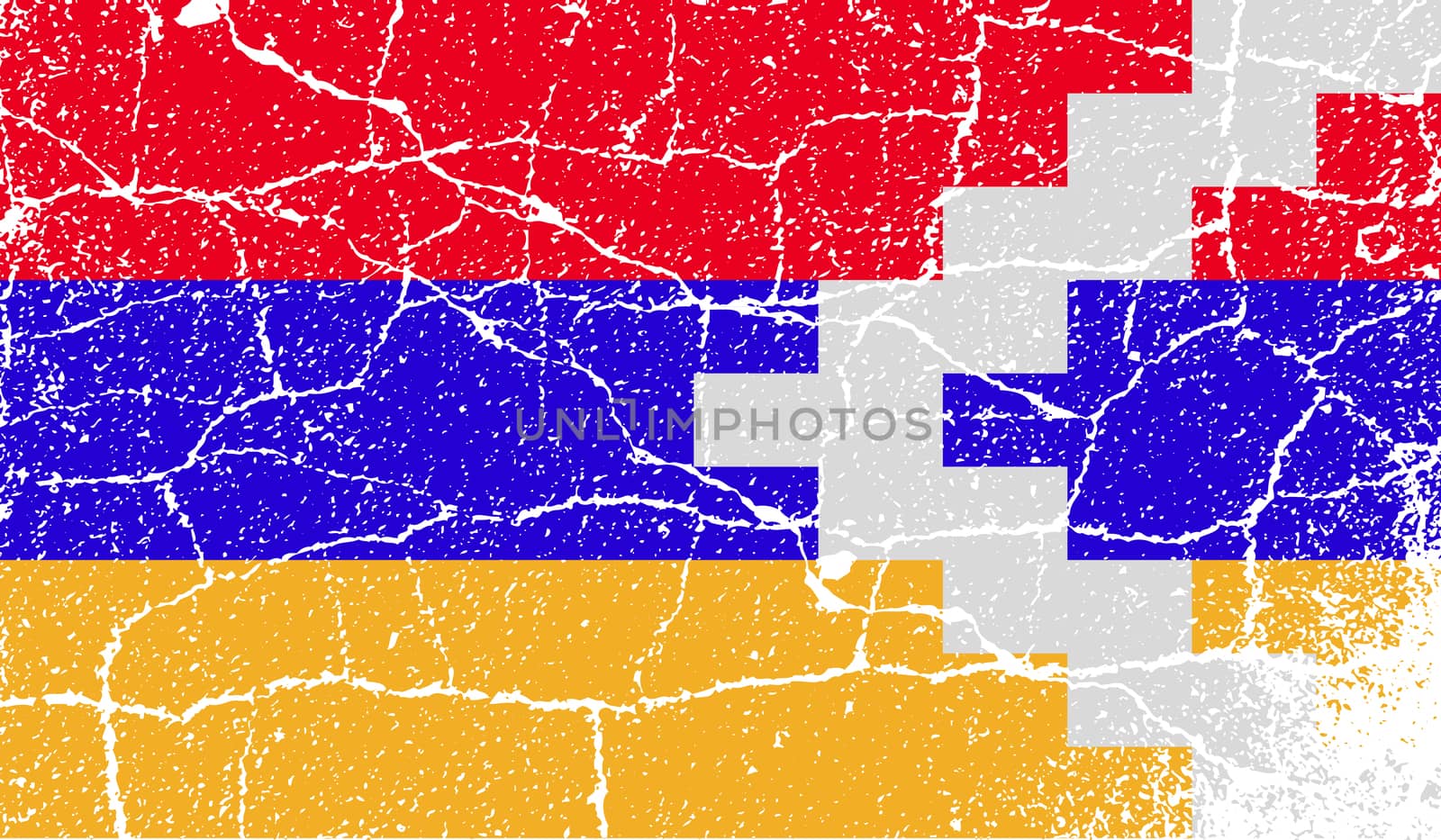 Flag of Karabakh Republic with old texture.  illustration