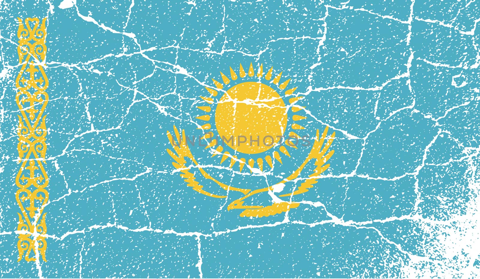 Flag of Kazakhstan with old texture.  illustration