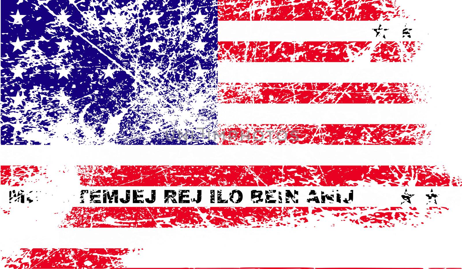 Flag of Bikini Atoll with old texture.  illustration