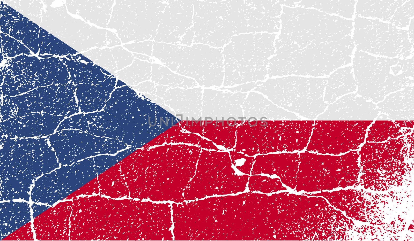 Flag of Czech Republic with old texture.  illustration