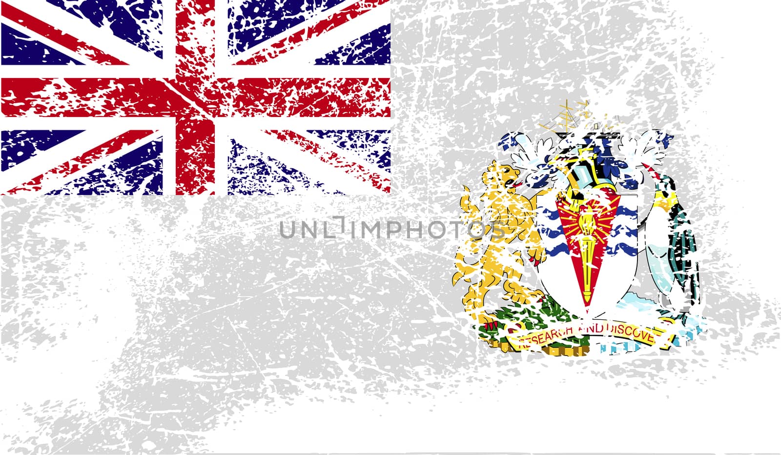 Flag of British Antarctic Territory with old texture.  illustration