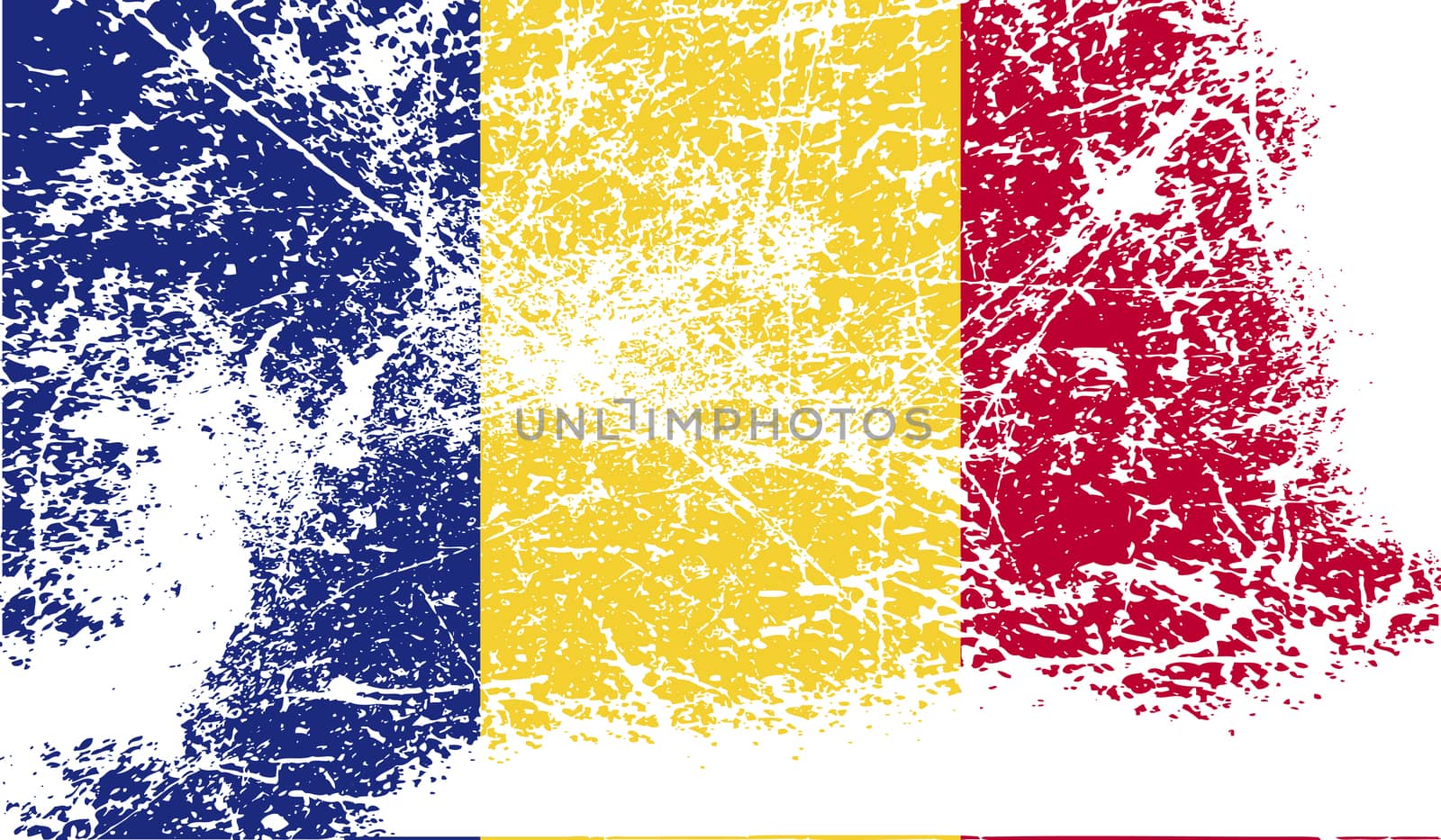 Flag of Romania with old texture.  illustration