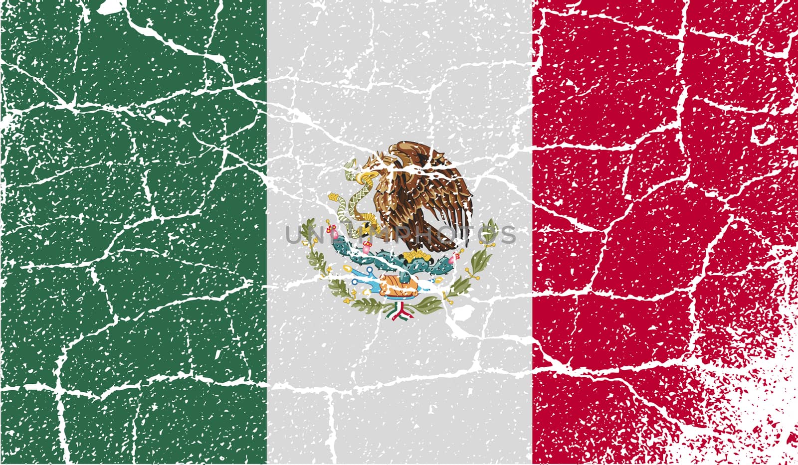 Flag of Mexico with old texture.  illustration