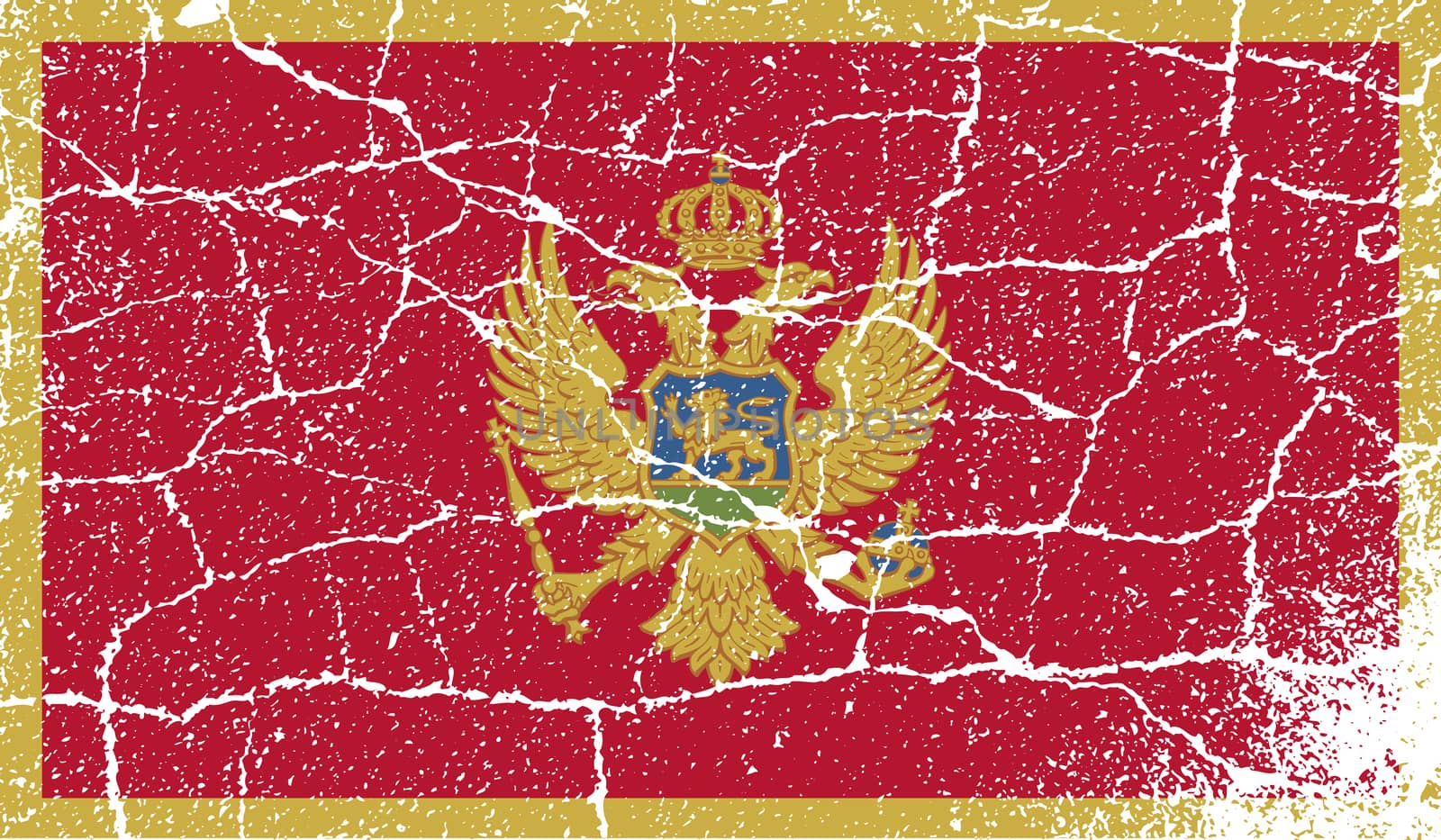 Flag of Montenegro with old texture.  by serhii_lohvyniuk