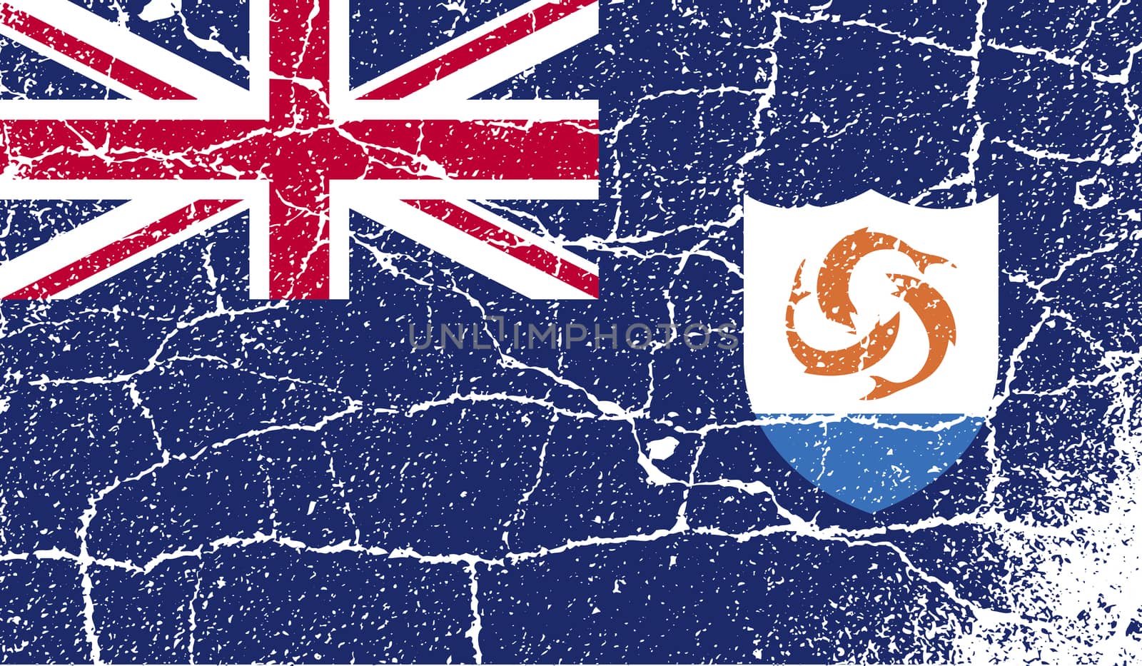 Flag of Anguilla with old texture.  illustration