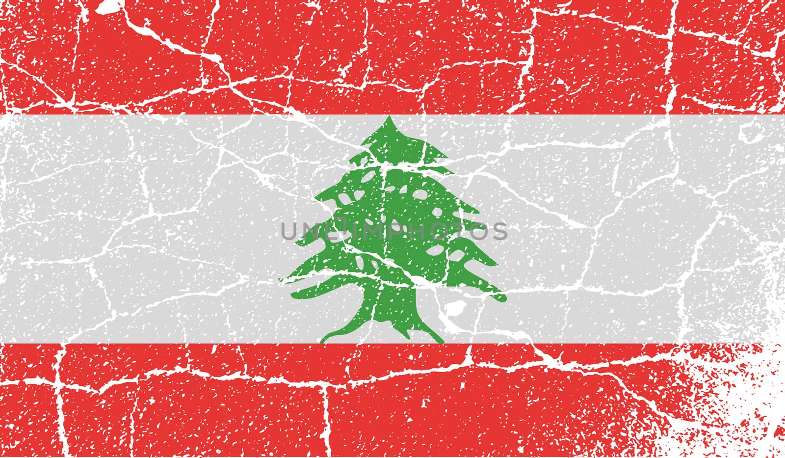 Flag of Lebanon with old texture.  illustration