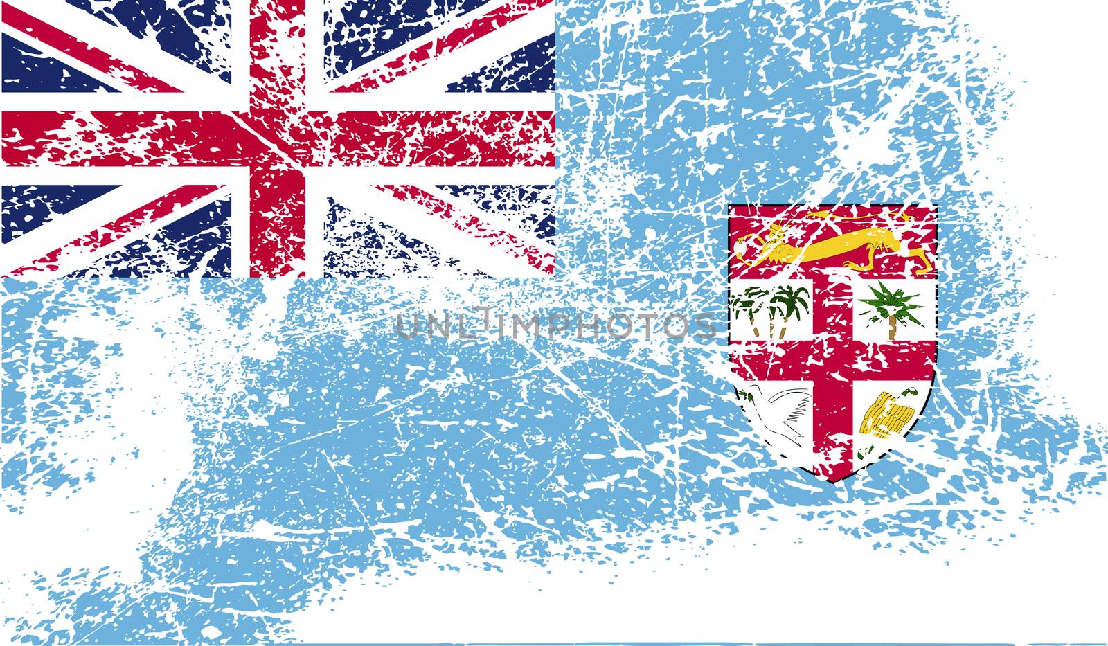 Flag of Fiji with old texture.  illustration