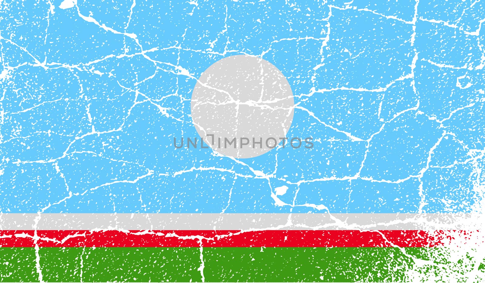 Flag of  Sakha Yakutia Republic, Russia with old texture.  by serhii_lohvyniuk