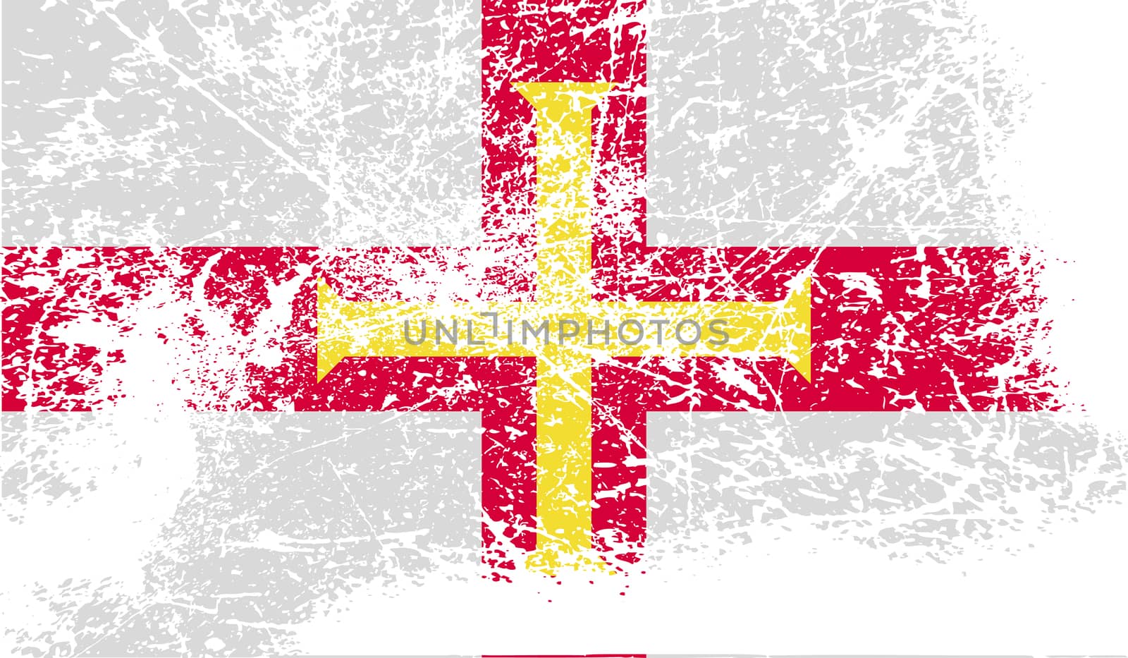 Flag of Guernsey with old texture.  illustration