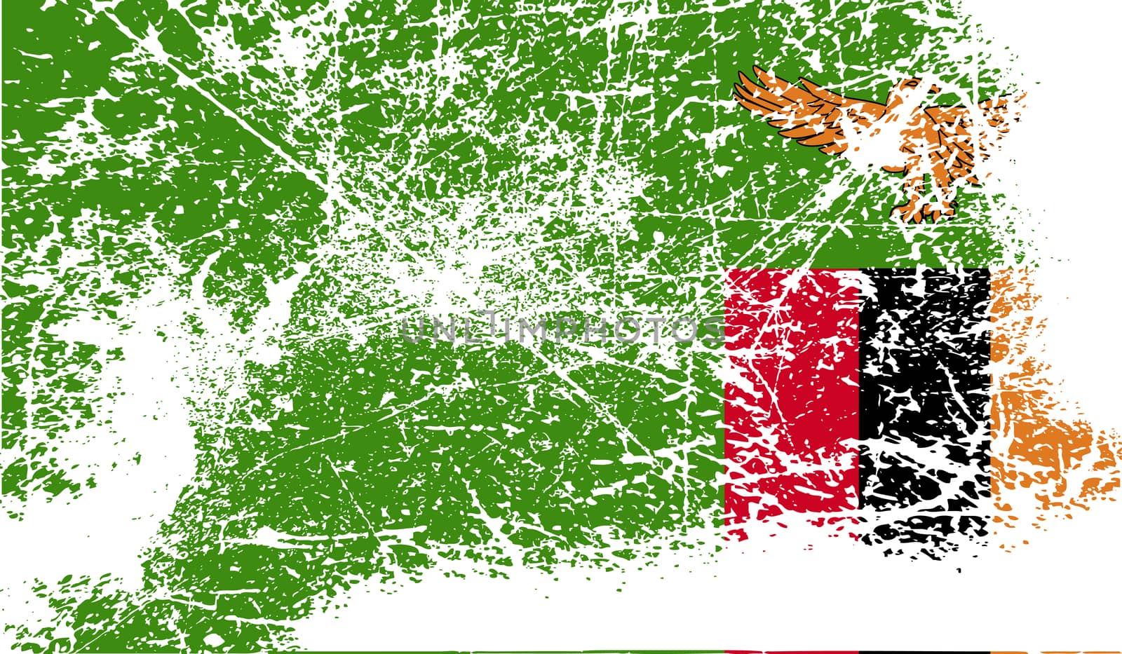 Flag of Zambia with old texture.  illustration