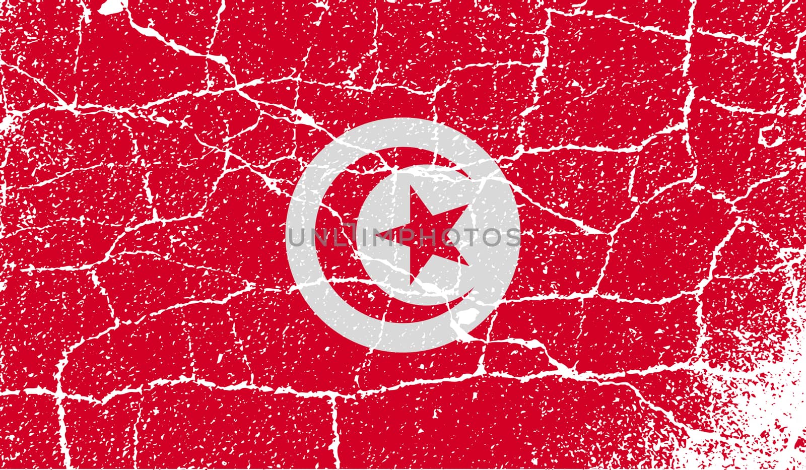 Flag of Tunisia with old texture.  by serhii_lohvyniuk