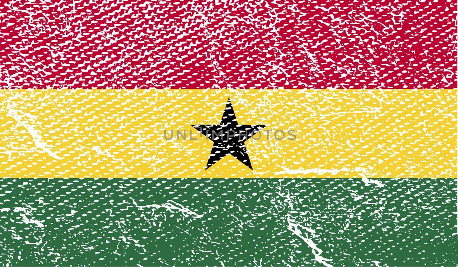 Flag of Ghana with old texture.  illustration