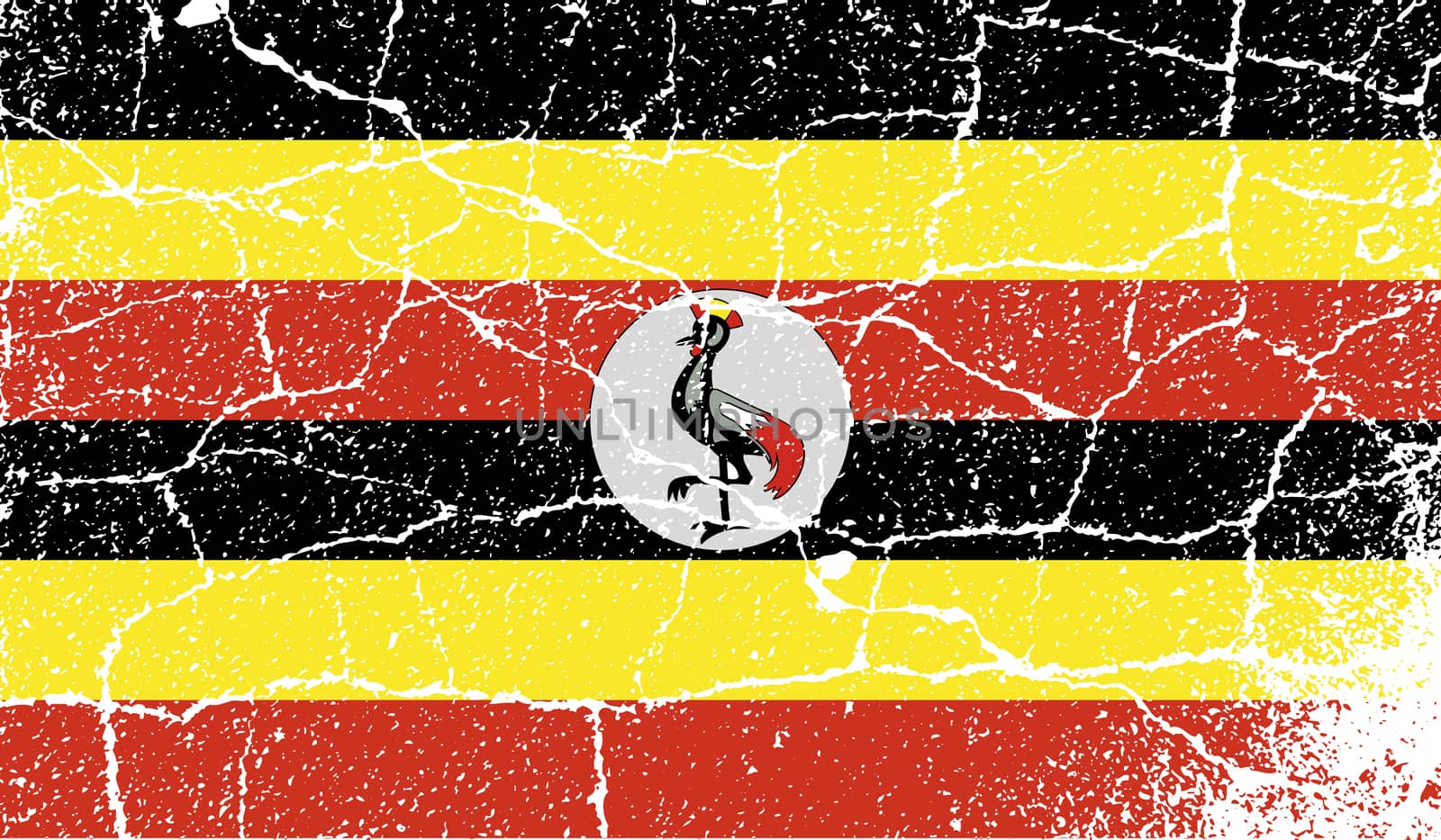 Flag of Uganda with old texture.  illustration