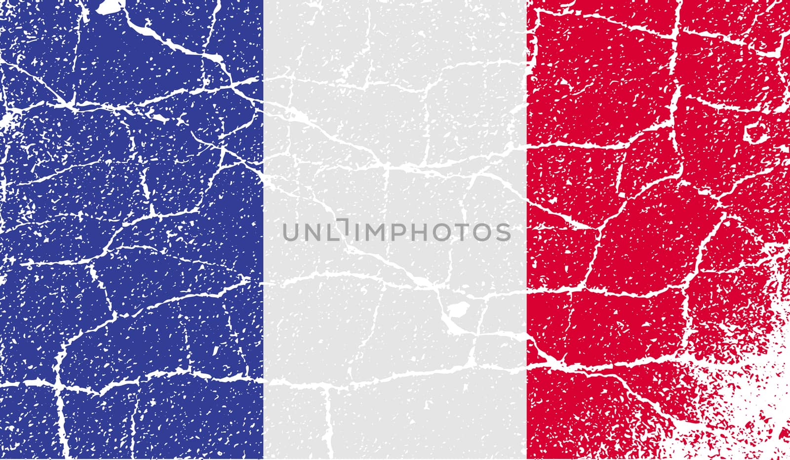 Flag of France with old texture.  illustration