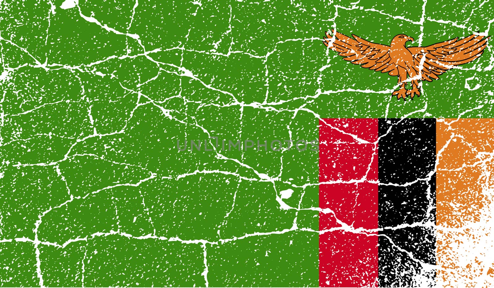 Flag of Zambia with old texture.  by serhii_lohvyniuk