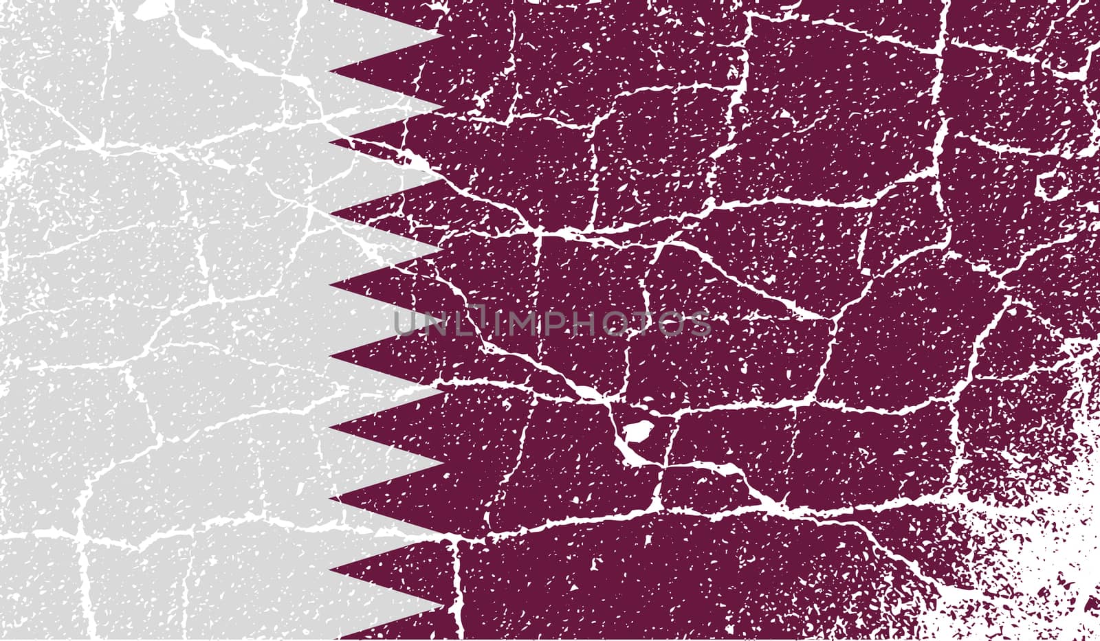 Flag of Qatar with old texture.  illustration