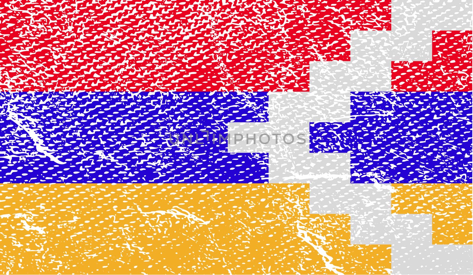Flag of Karabakh Republic with old texture.  by serhii_lohvyniuk