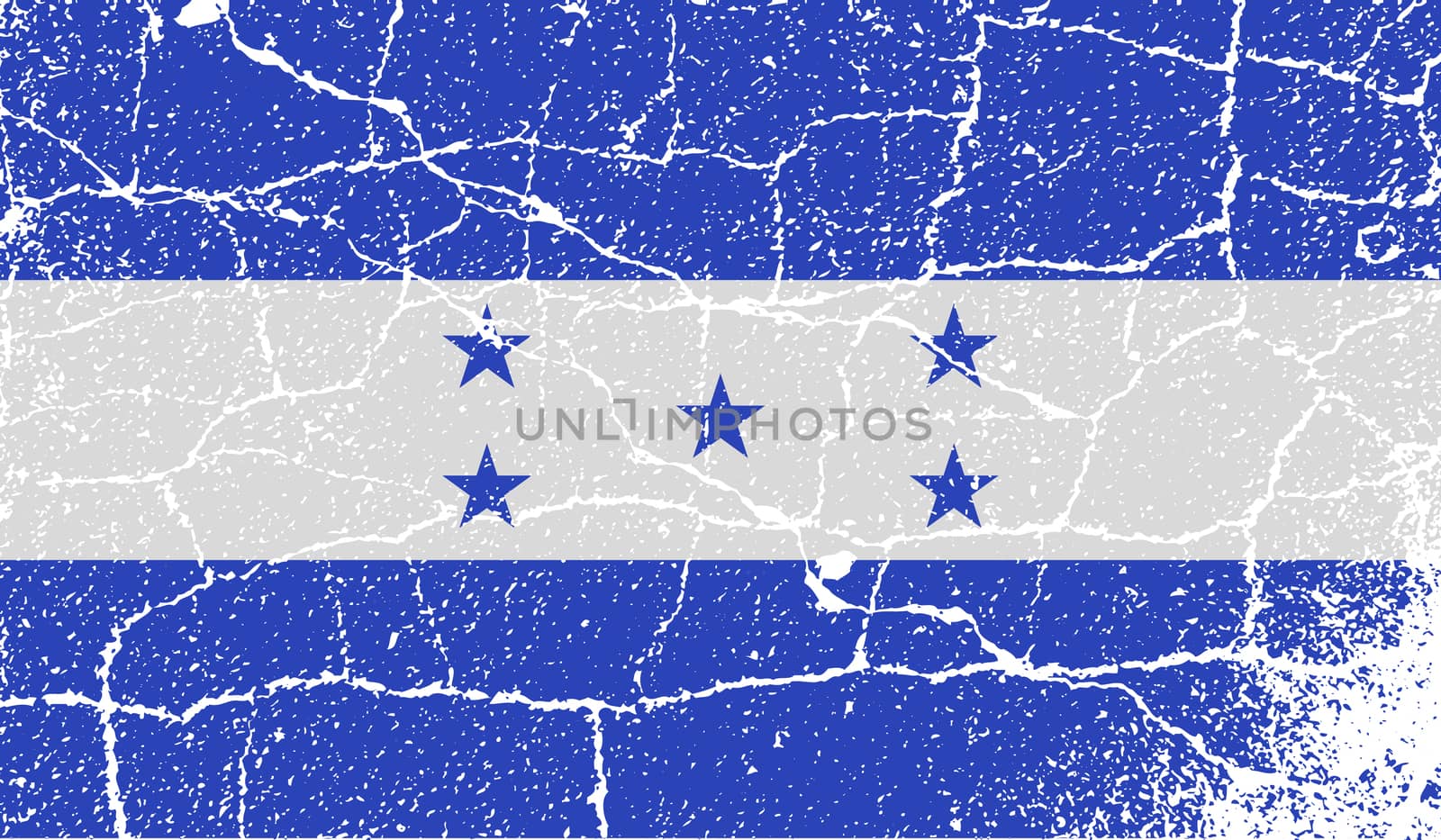 Flag of Honduras with old texture.  illustration