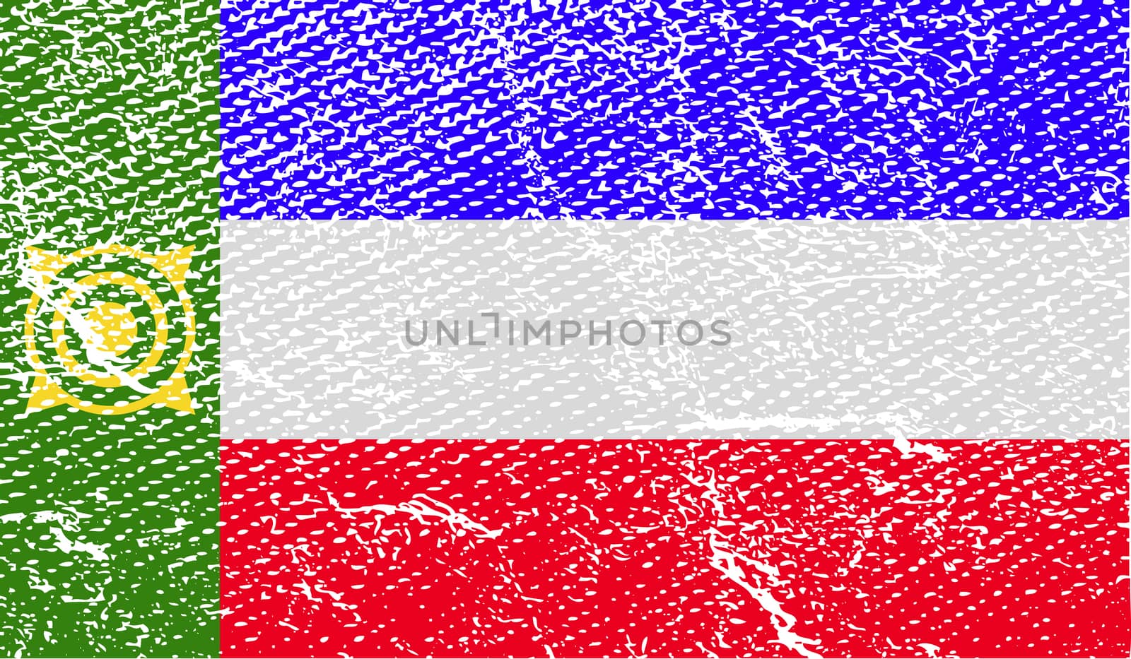 Flag of Khakassia with old texture.  illustration