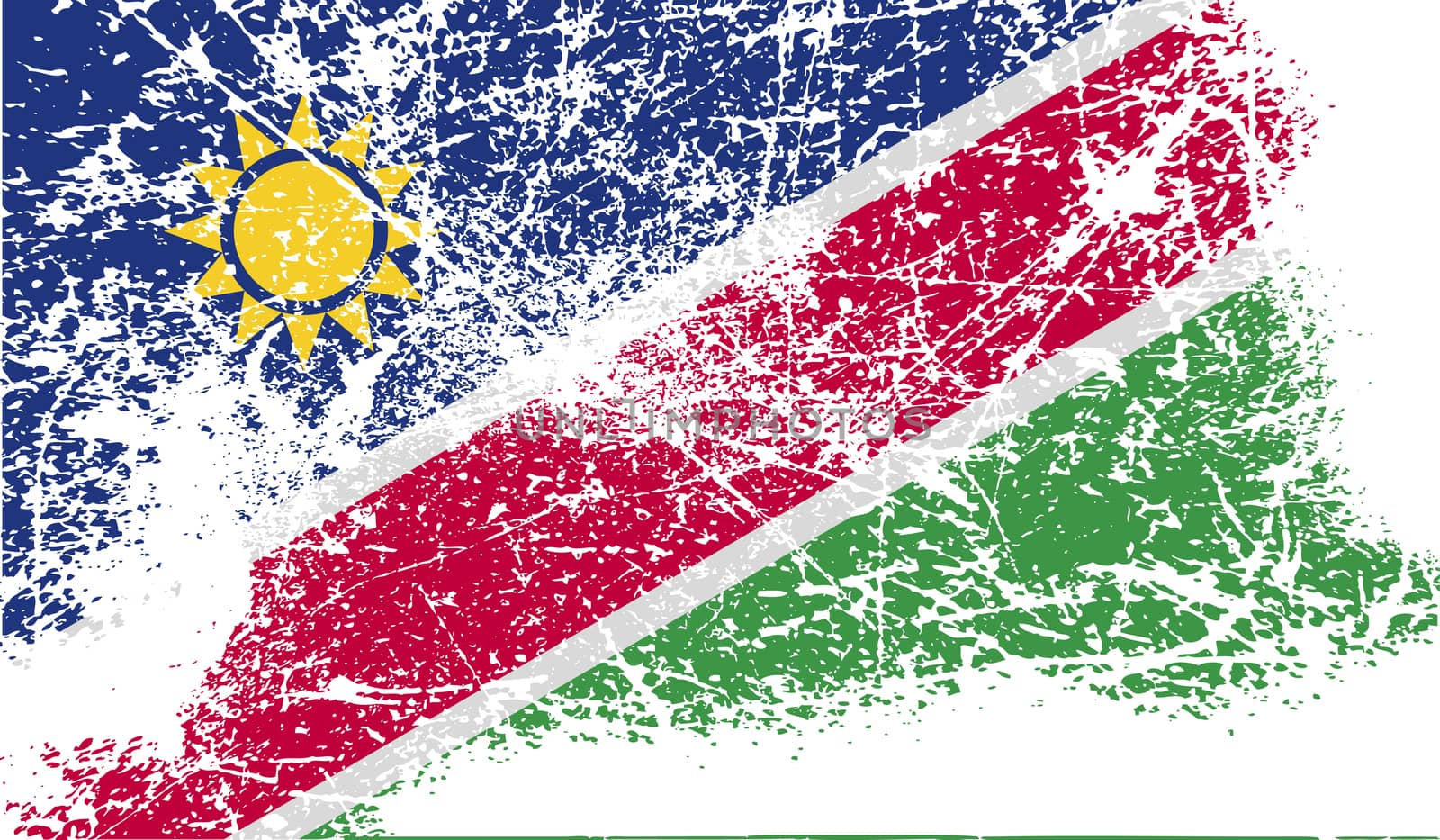 Flag of Namibia with old texture.  illustration