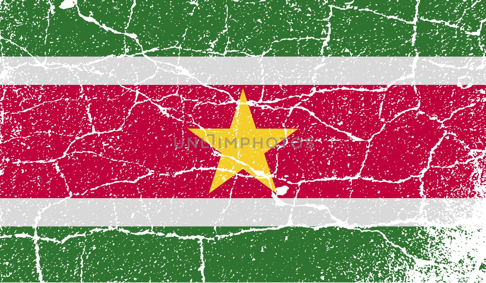 Flag of Suriname with old texture.  illustration