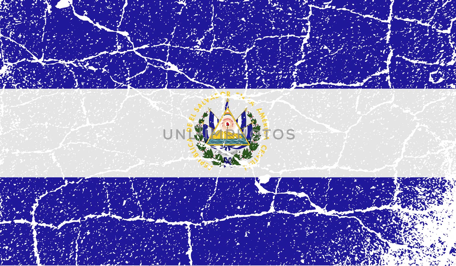 Flag of El Salvador with old texture.  illustration