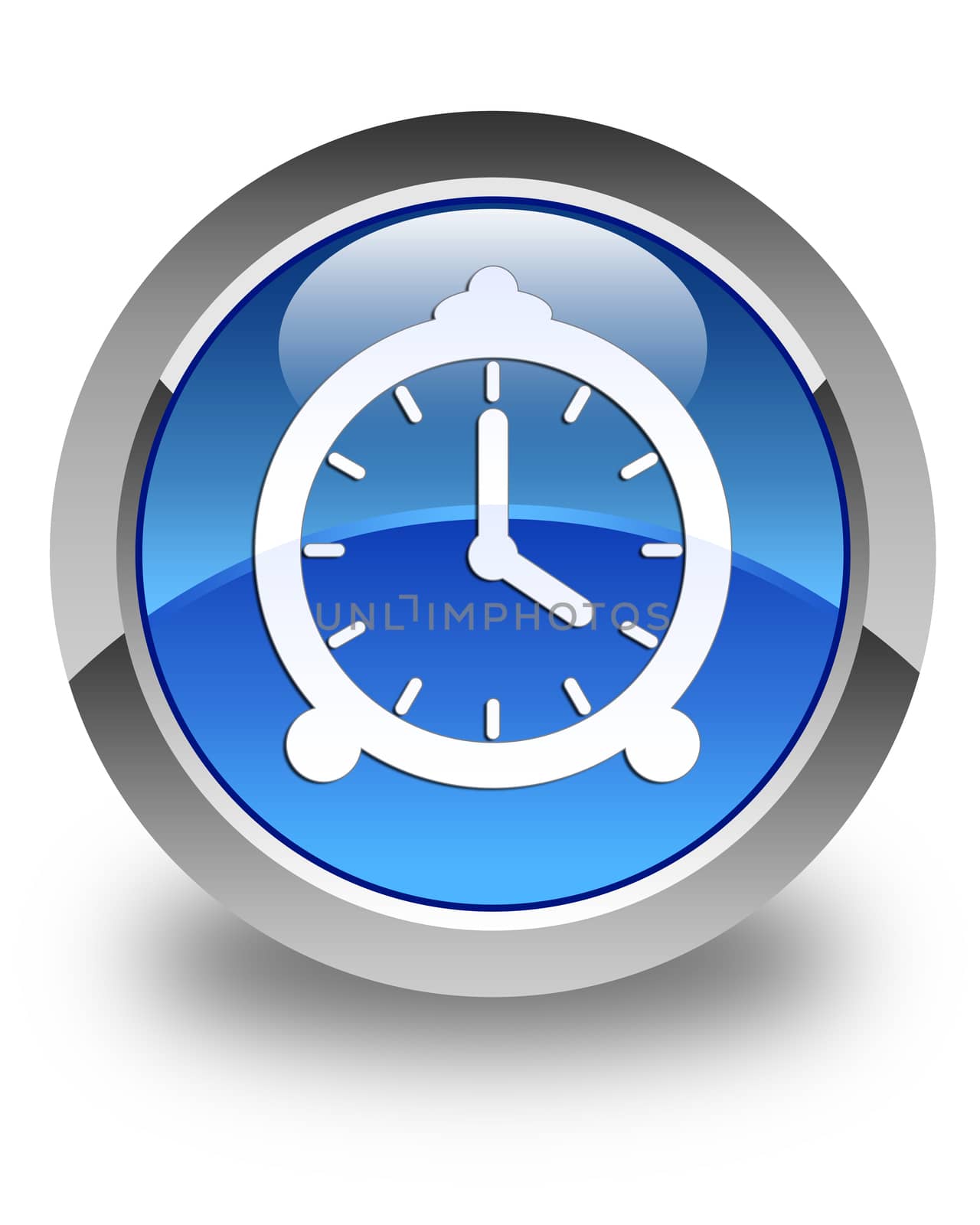 Alarm clock icon glossy blue round button