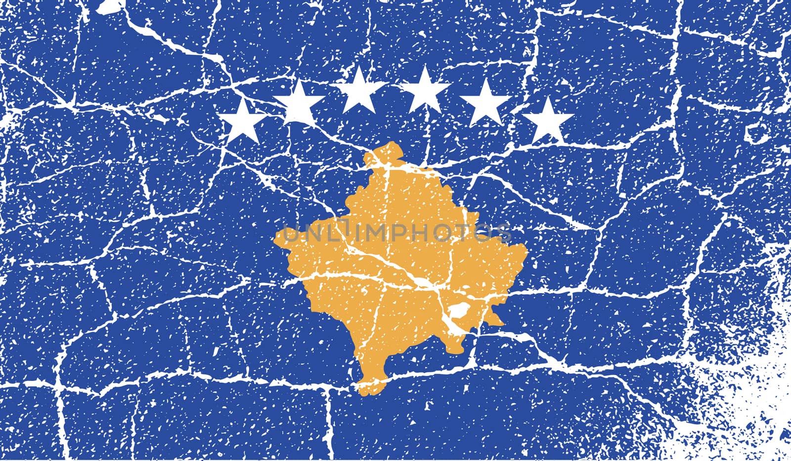 Flag of Kosovo with old texture.  illustration