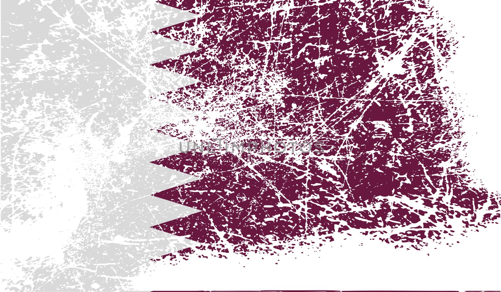 Flag of Qatar with old texture.  illustration