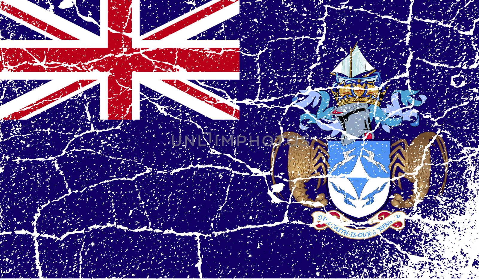 Flag of Tristan da Cunha with old texture.  illustration