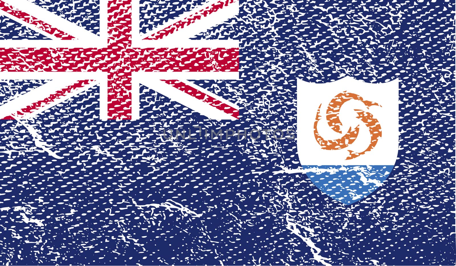 Flag of Anguilla with old texture.  illustration