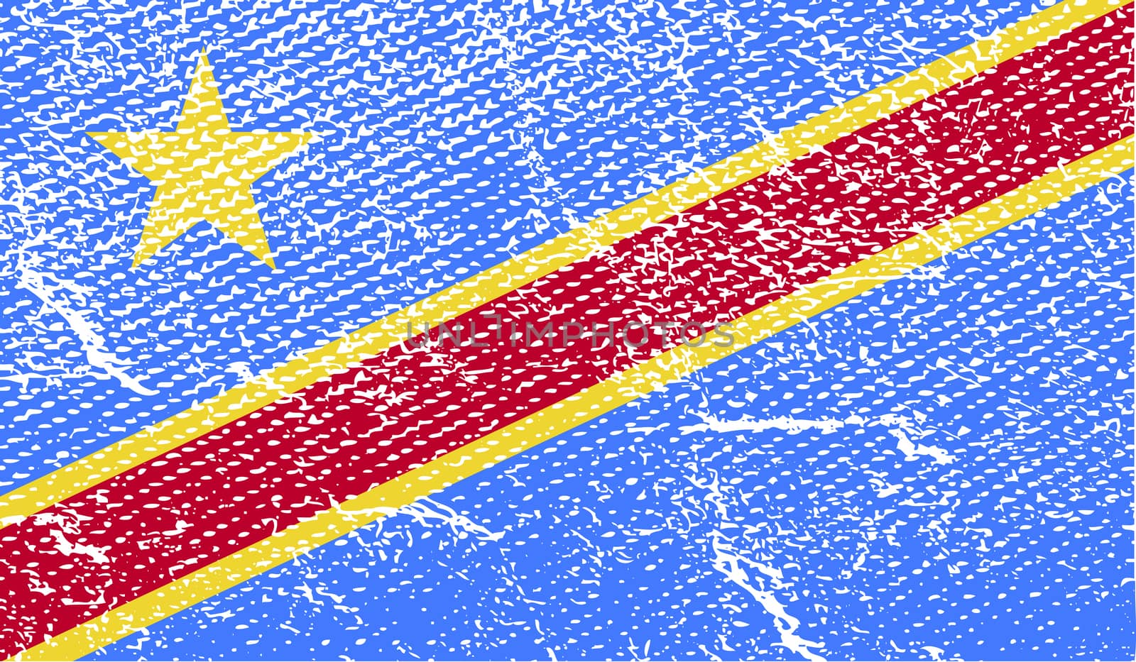 Flag of Congo Democratic Republic with old texture.  by serhii_lohvyniuk