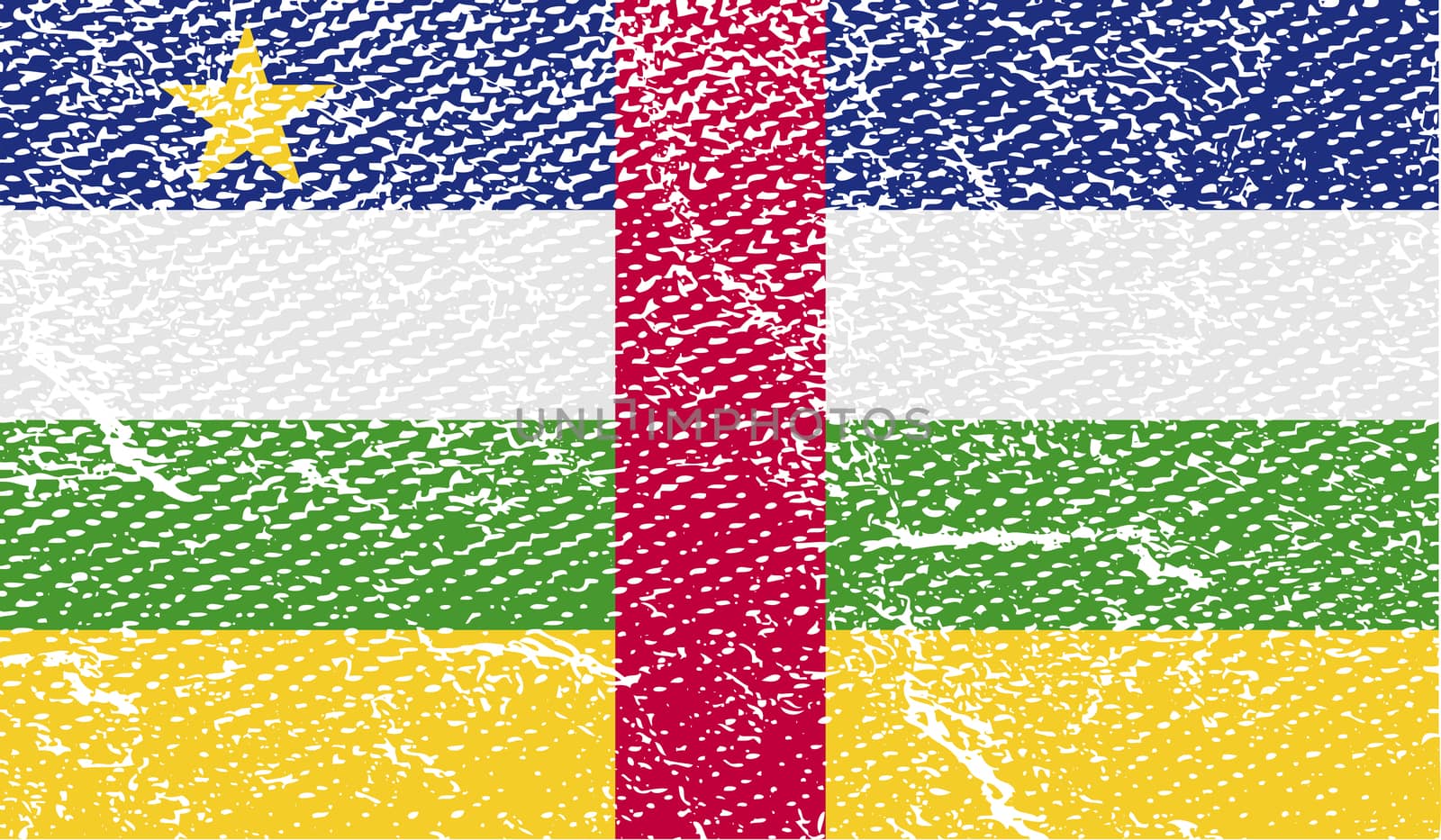 Flag of Central African Republic with old texture.  illustration