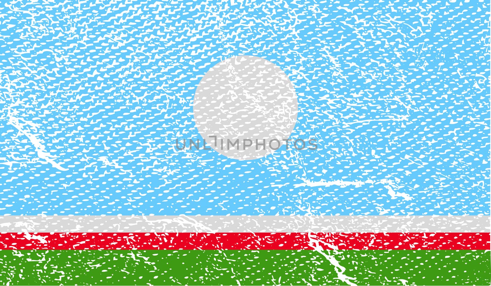 Flag of  Sakha Yakutia Republic, Russia with old texture.  by serhii_lohvyniuk