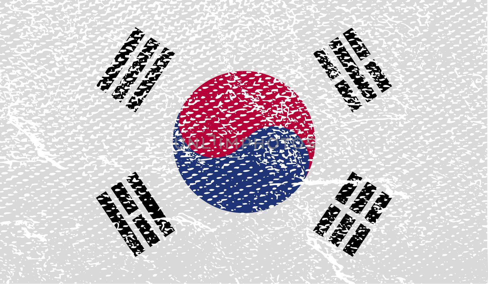 Flag of South Korea with old texture.  by serhii_lohvyniuk