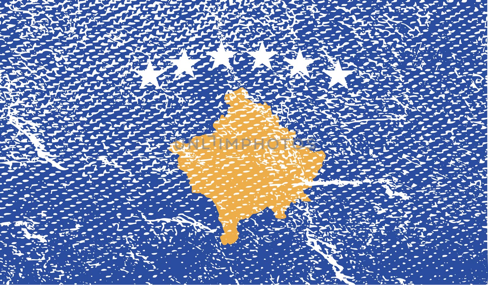 Flag of Kosovo with old texture.  illustration
