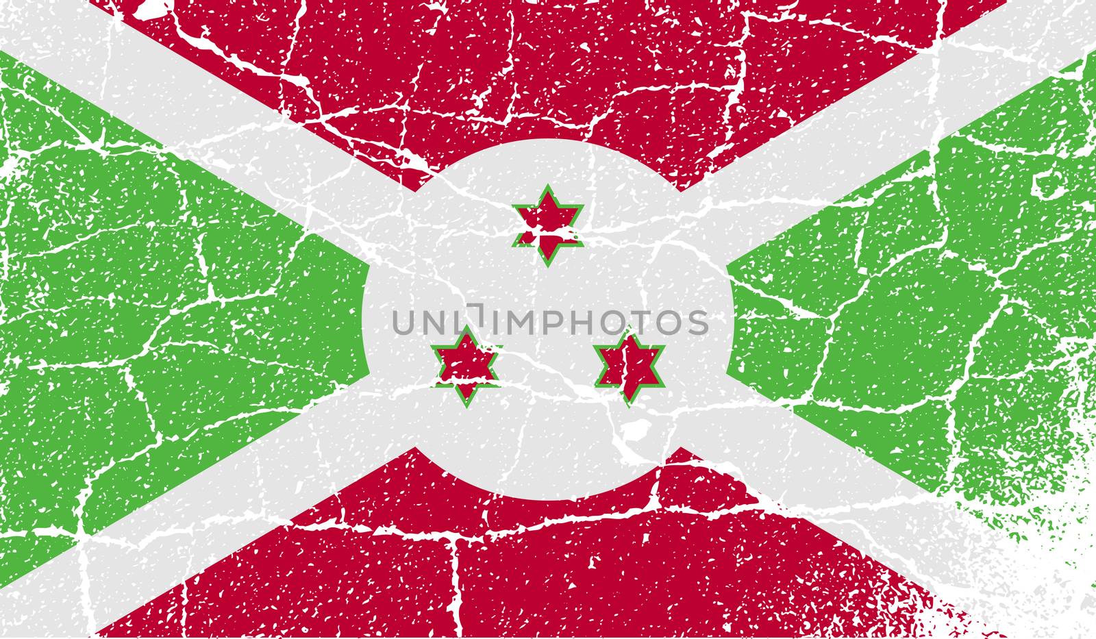 Flag of Burundi with old texture.  illustration