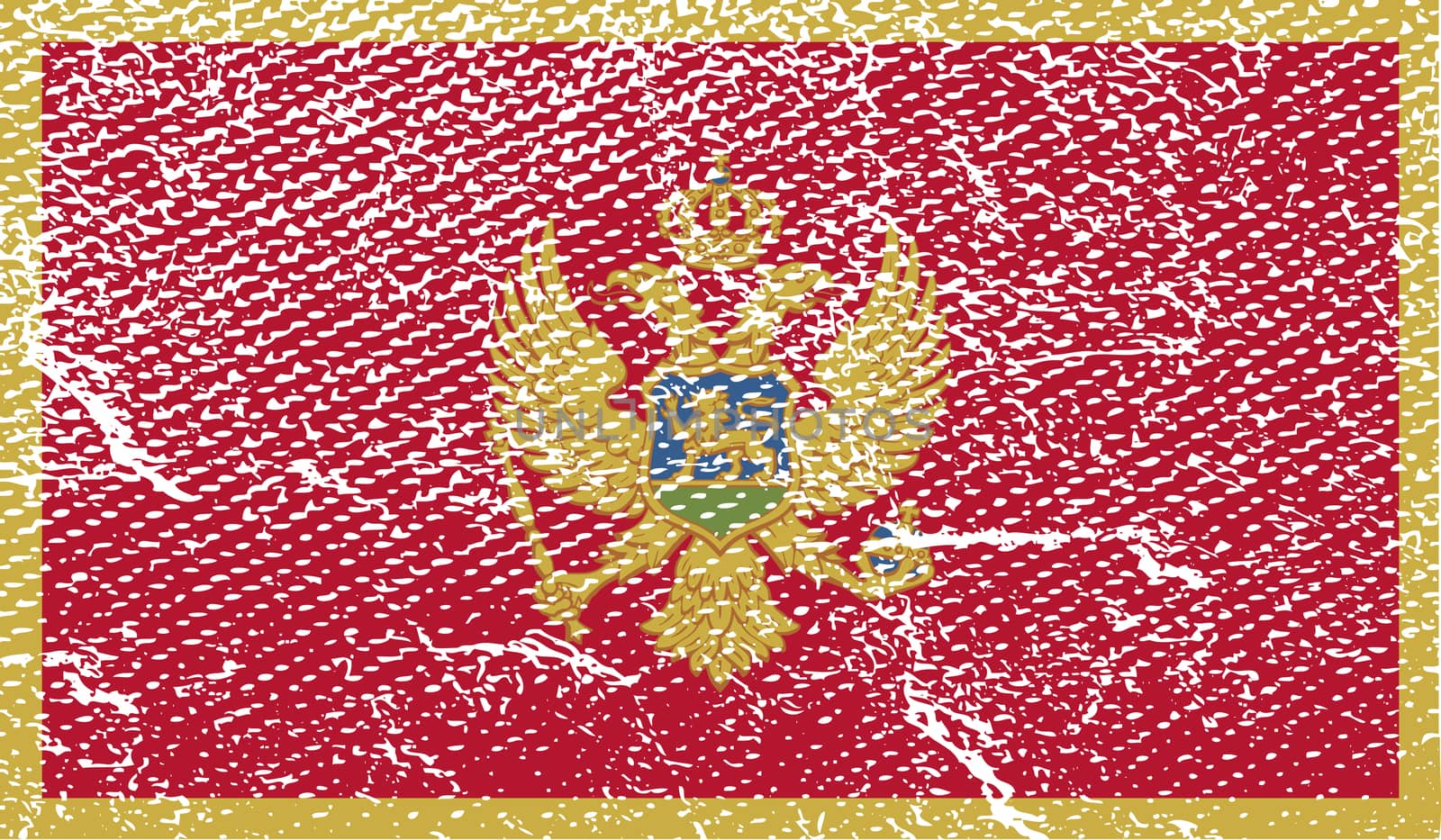 Flag of Montenegro with old texture.  by serhii_lohvyniuk