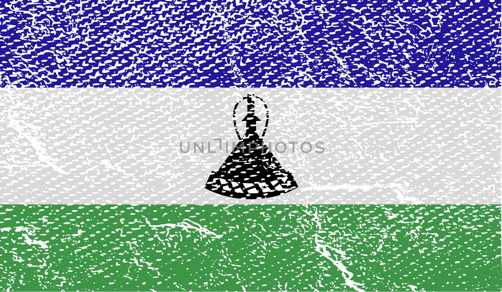 Flag of Lesotho with old texture.  illustration