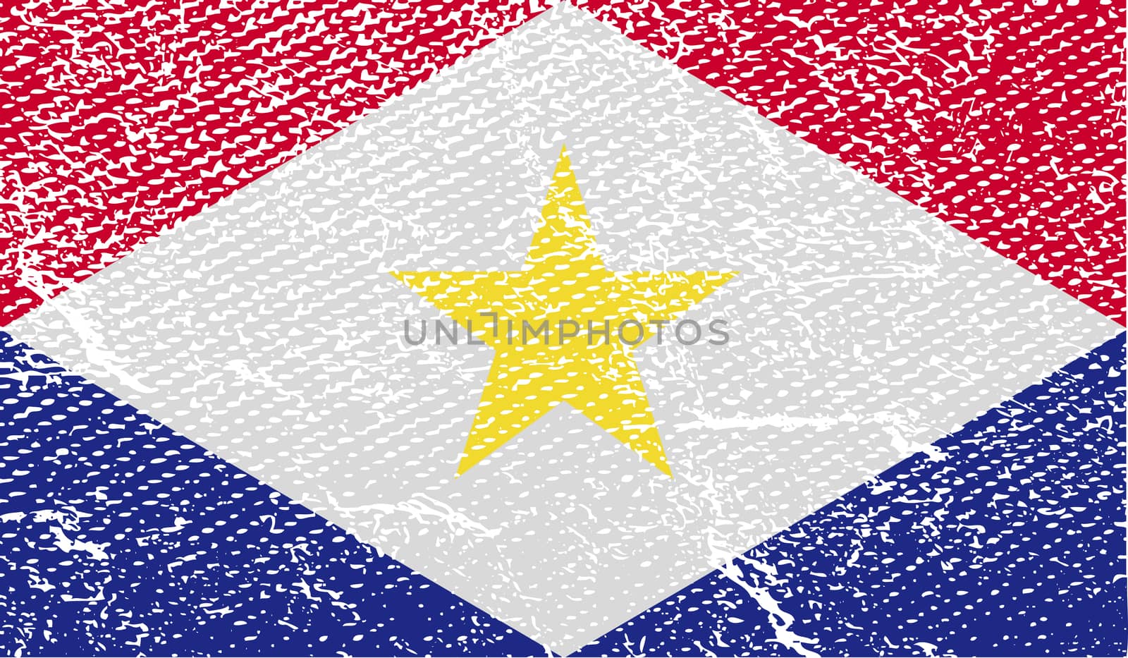 Flag of Saba with old texture.  illustration