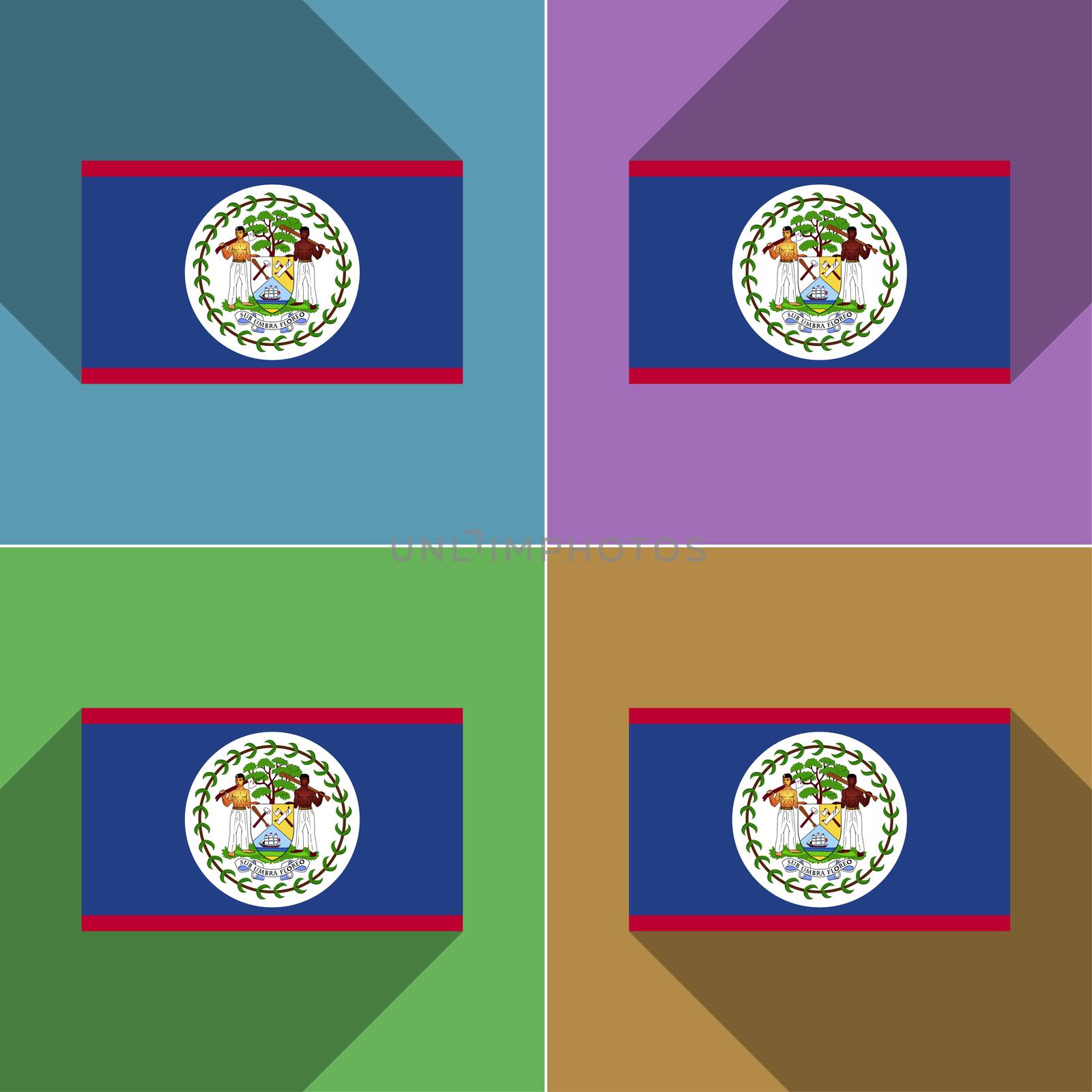 Flags Belize. Set of colors flat design and long shadows.  by serhii_lohvyniuk