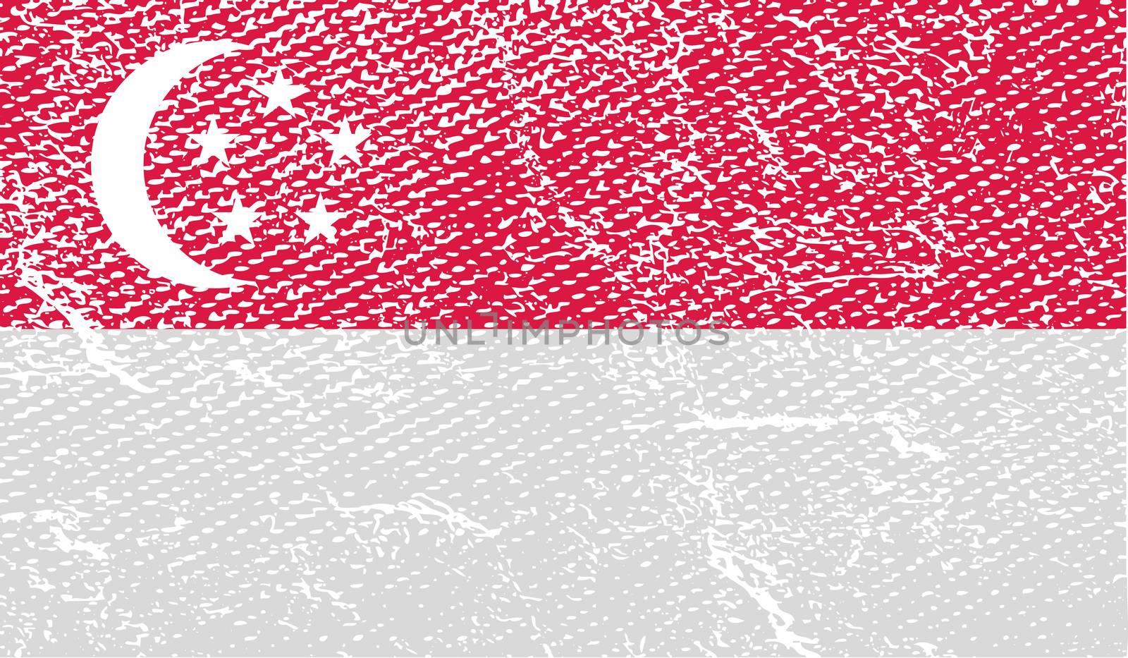 Flag Republic of Singapore with old texture.  by serhii_lohvyniuk