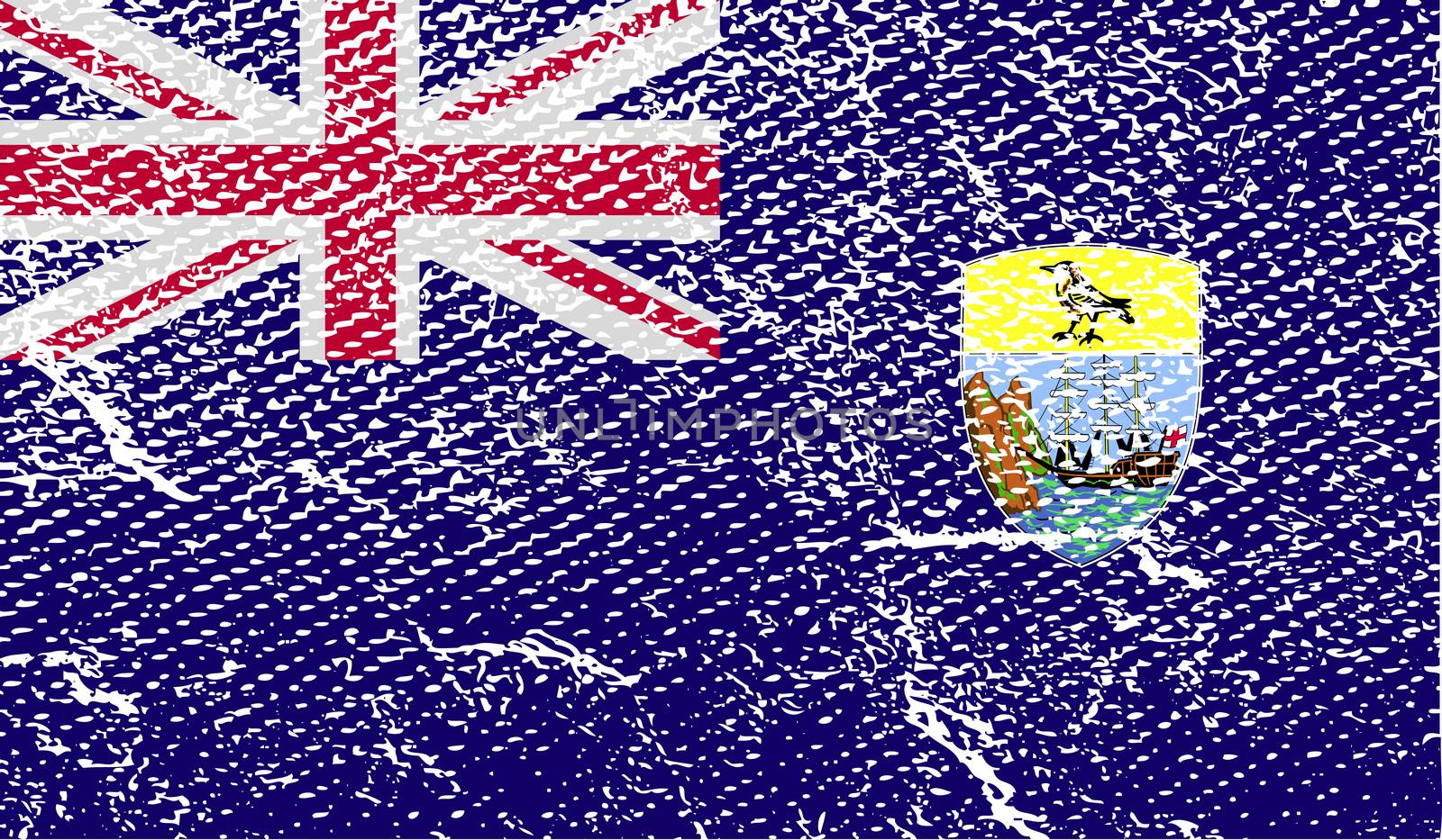 Flag of Saint Helena with old texture.  illustration