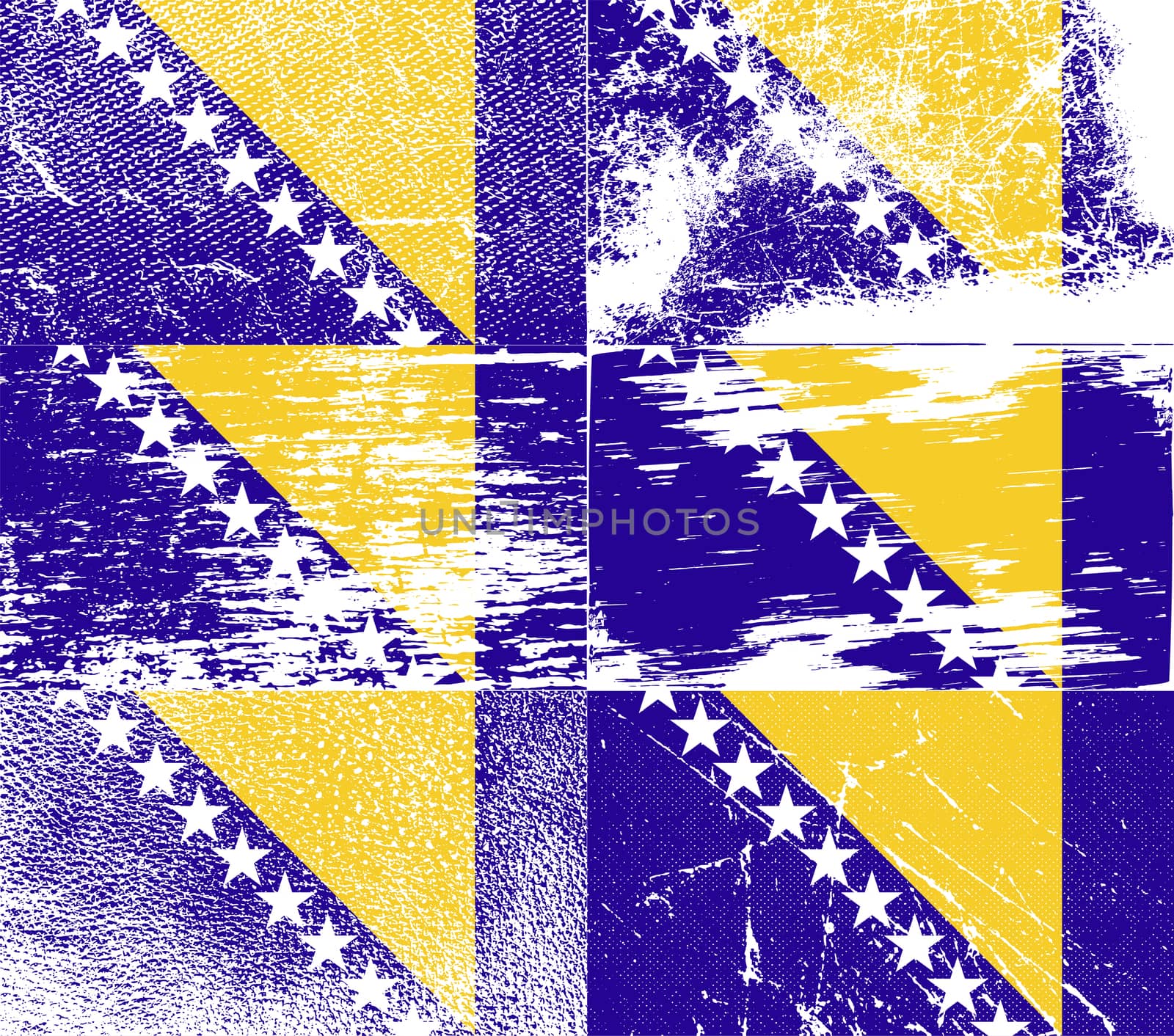 Flag of Bosnia and Herzegovina with old texture.  illustration