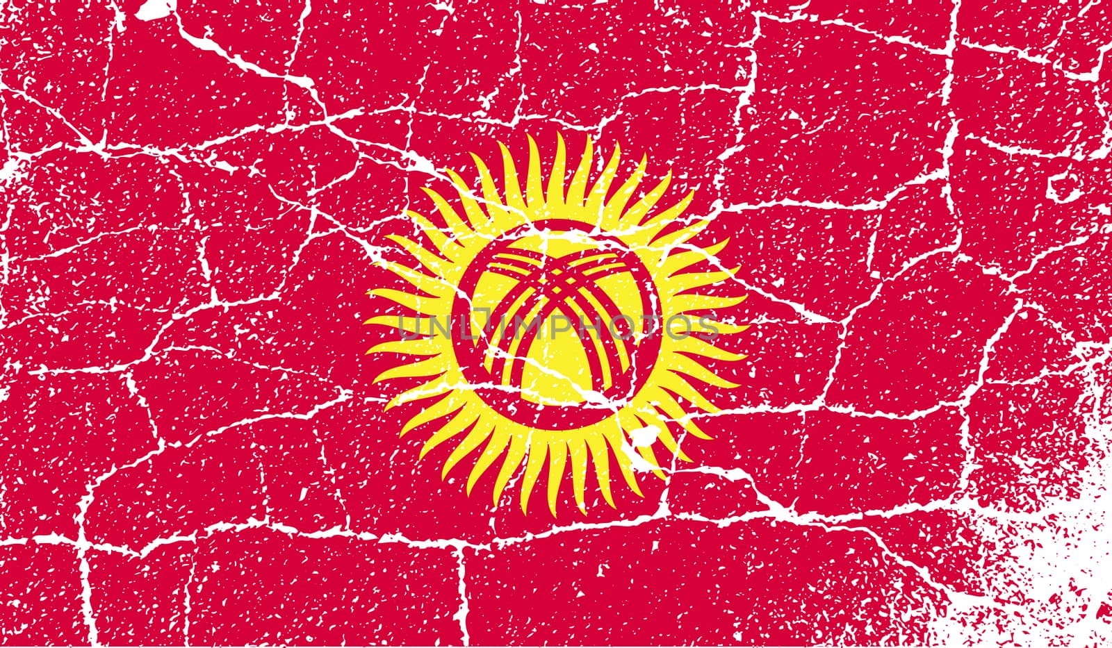 Flag of Kyrgyzstan with old texture.  illustration