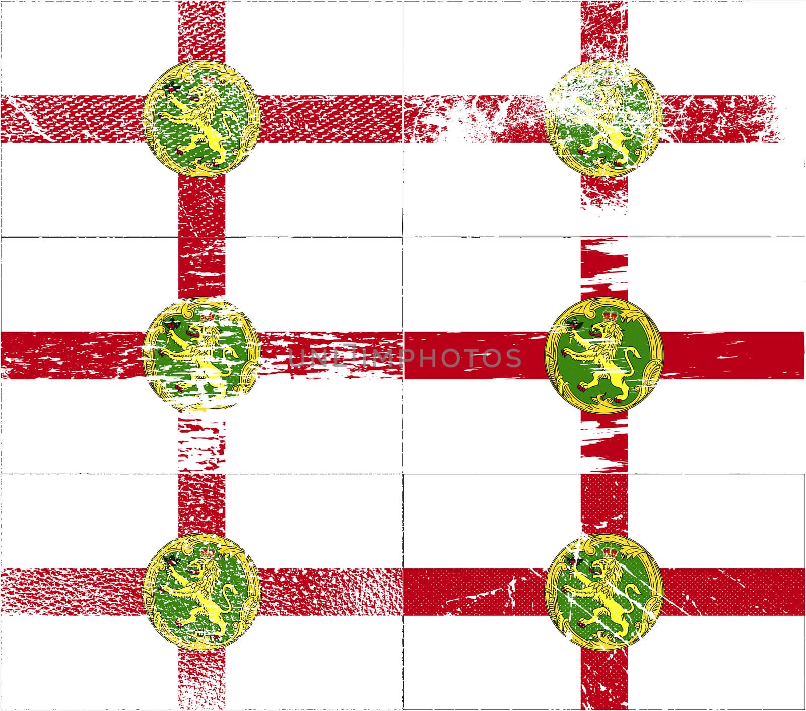Flag of Alderney with old texture.  illustration